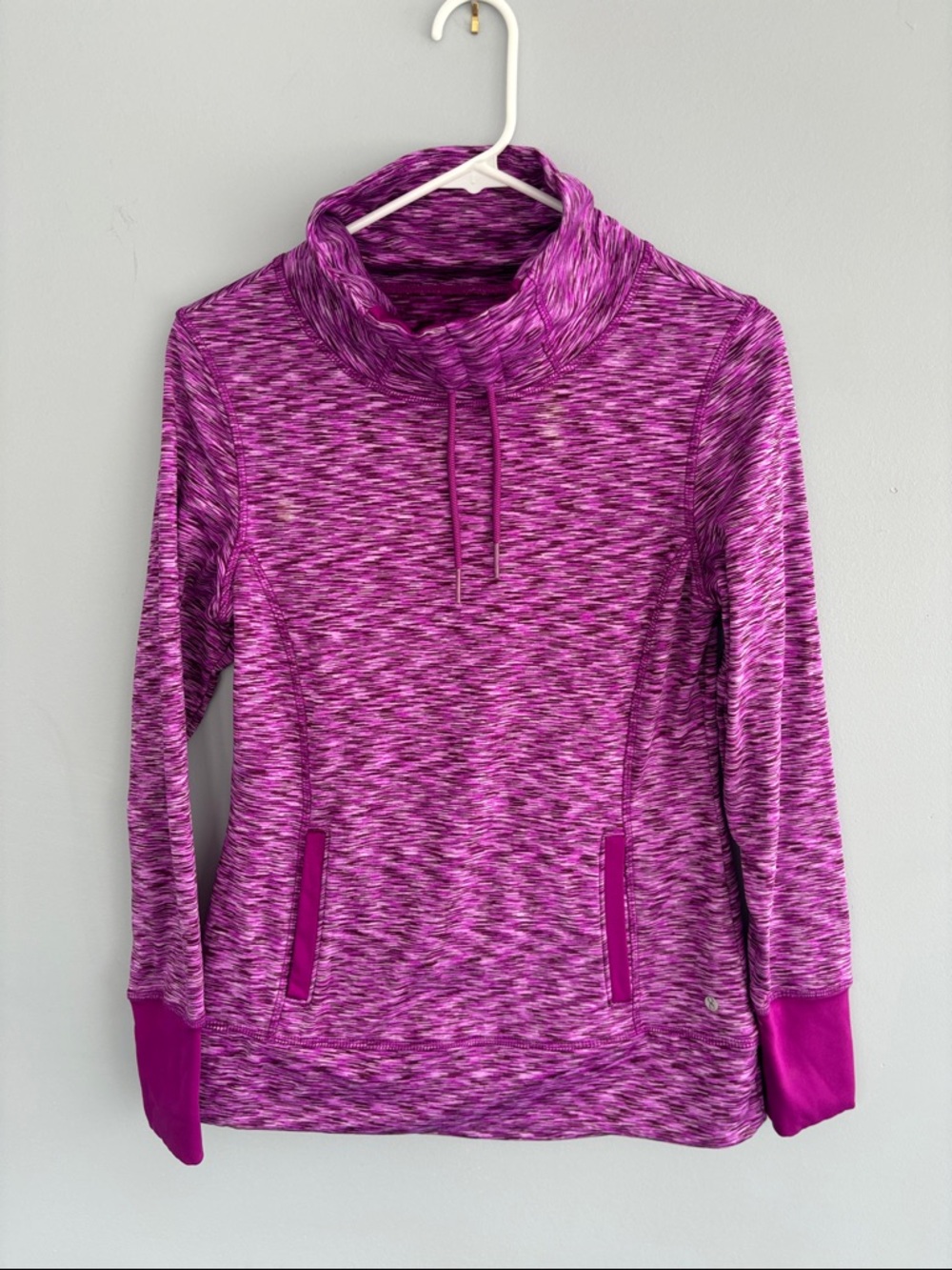 Women’s Pink Space-Dye Pullover Cowl Neck Top